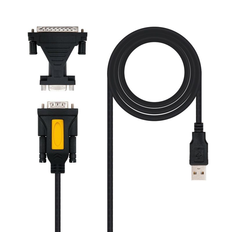 Nanocable Converter USB a Serie Printers - Type a/M-RS232 DB9/M DB25/M - 1,8M - Black