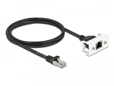 Delock Network Cable Alargador Easy 45MÓDULO S FTP RJ45 Connector Male a RJ45 Connector Female CAT.6A 1M Black — image 1