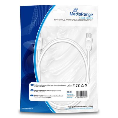 Mediarange Antenen-cable Koax-conector Male/Empalme 75OHM 1.5M W — image 1