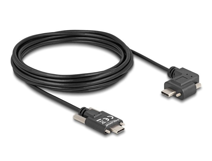 Delock 80959 USB Cable 2.0 USB Type-c™ Male With Screws a USB Type-c™ Male With Screws Acodado a Izquierda / D