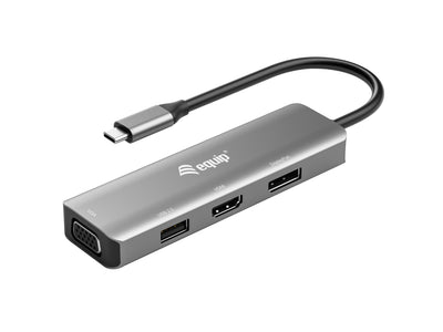 Equip Hub USB-C With USB 2.0, Hdmi, VGA And DisplayPort - Housing Aluminium — image 1