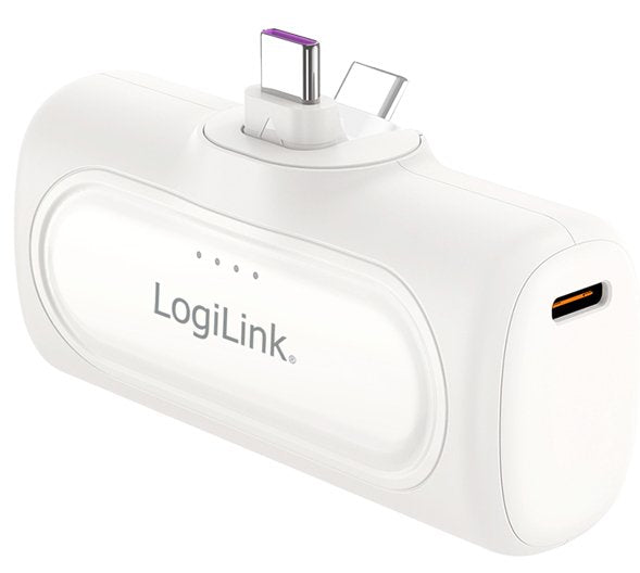Logilink Battery External Power Bank 5000MAH, Connector USB-C Integrado, Colour White Lipo