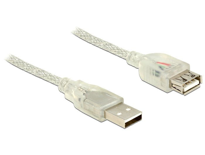 Delock Cable Extensión USB 2.0 Tipo-a Male USB 2.0 Tipo-a Female 1M Transparent