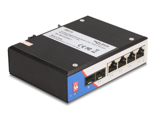 Delock 88015 Switch Gigabit Ethernet Industrial 4 Ports RJ45 2 Ports Sfp Carril Din — image 1