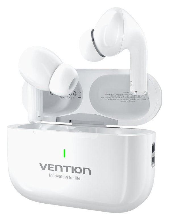 Vention Headphones Bluetooth Echo Lite E11 With Case Charging Battery Life 6H White