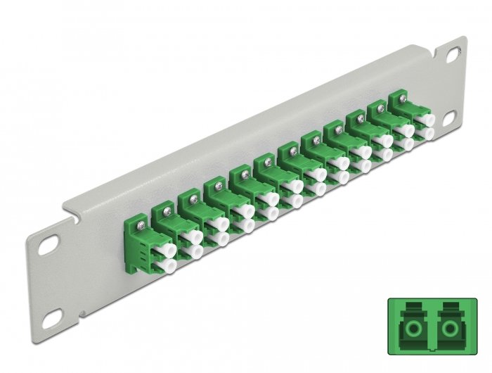 Delock 10 Lwl Patchpanel 12 Port Lc Duplex Green 1 He Grey