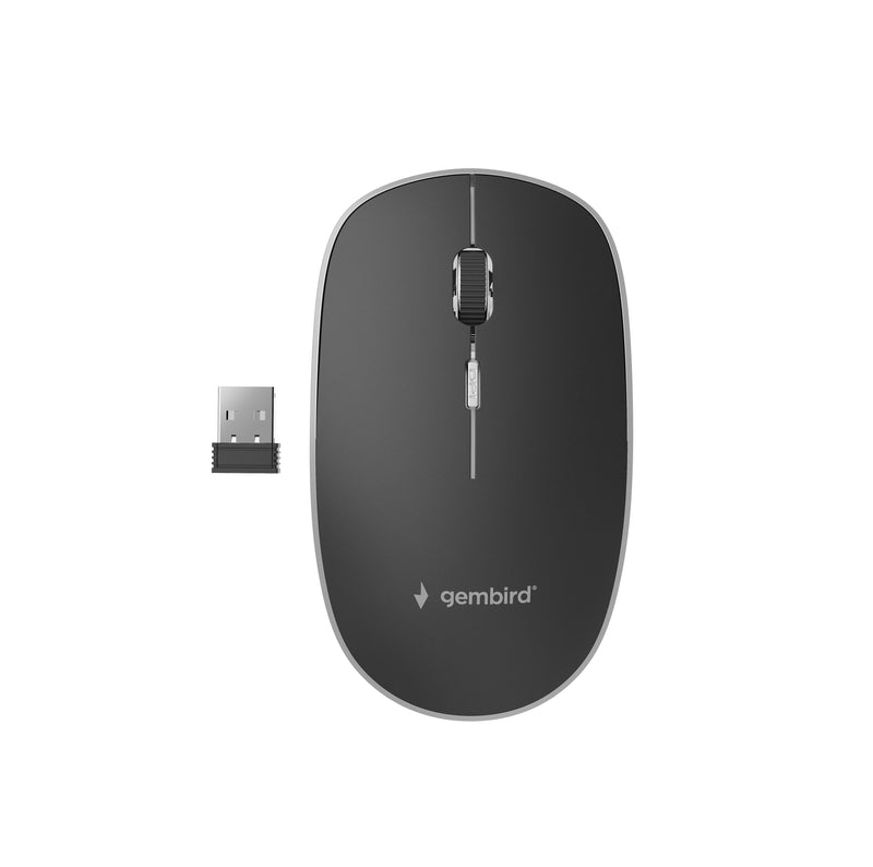 Gembird MUSW-4BS-01 Mouse Optical 1600DPI USB Wireless Nano Receptor, Type Silent, Black