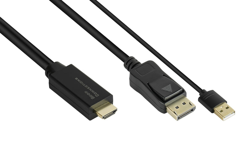 Alcasa HDMI-DP020 Adapter Cable Vídeo 2M HDMI Type a Standard DisplayPort Black