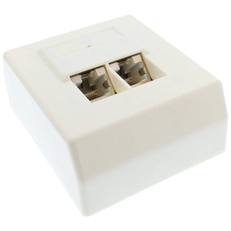 Inline CAT.5E Box 2x RJ45 Assembly Surface White RAL9010