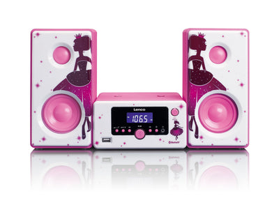 Lenco MC-020, Minicadena Música Uso Domestic Pink White 10W — image 1