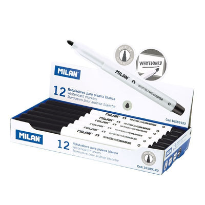 Milan Box Of 12 Markers Black Ø3,7MM Whiteboard White — image 1