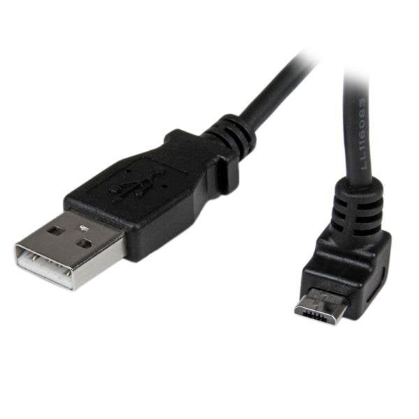 StarTech USB Cable 2.0A Micro USB Acodado 1M Black USBAUB1MU