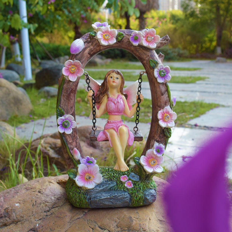 Resin Swing Angel Craft Mini Night Light For Balcony Decorative Ornaments