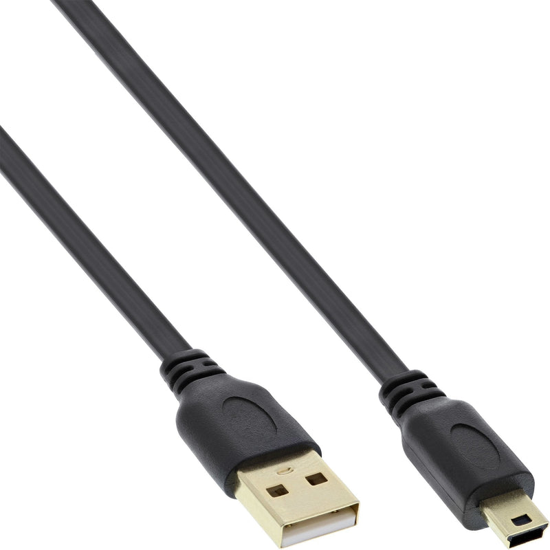 Inline USB 2.0 Cable Flat USB a Male a Mini-b 5 Pines Black / Gold 5M