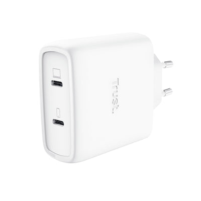 Trust Charger USB GaN Maxo 65W 2x USB-C Includes USB Cable -c 2M Colour White — image 1