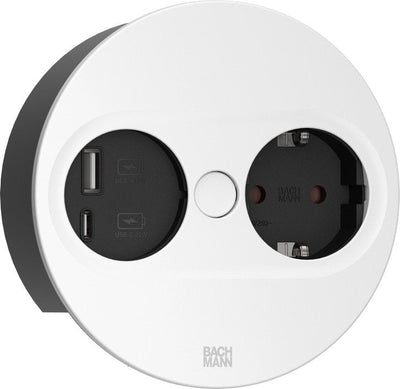 Bachmann Twist 2 1XCEE7/3 1x USB a/C 22W 2,0M Aeh RAL9005 30GE Rund — image 1