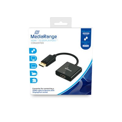 Mediarange HDMI Connector Female/DP Connector Male 10 Gbit/S 15CM Black — image 1
