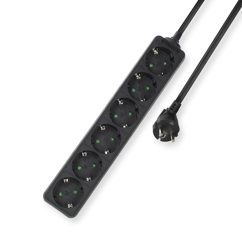 Power Strip, 6 Sockets, 3M, Black