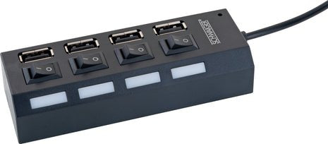 Schwaiger UH4013 Hub USB 2.0 4 Ports With Switch 480 Mbit/S Black
