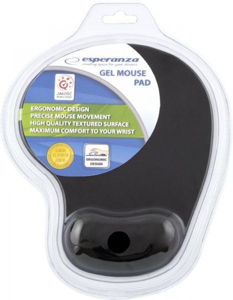 Esperanza Mouse Pad With Wrist Rest Gel EA137K 230 X 190 X 20MM Black Blister — image 1