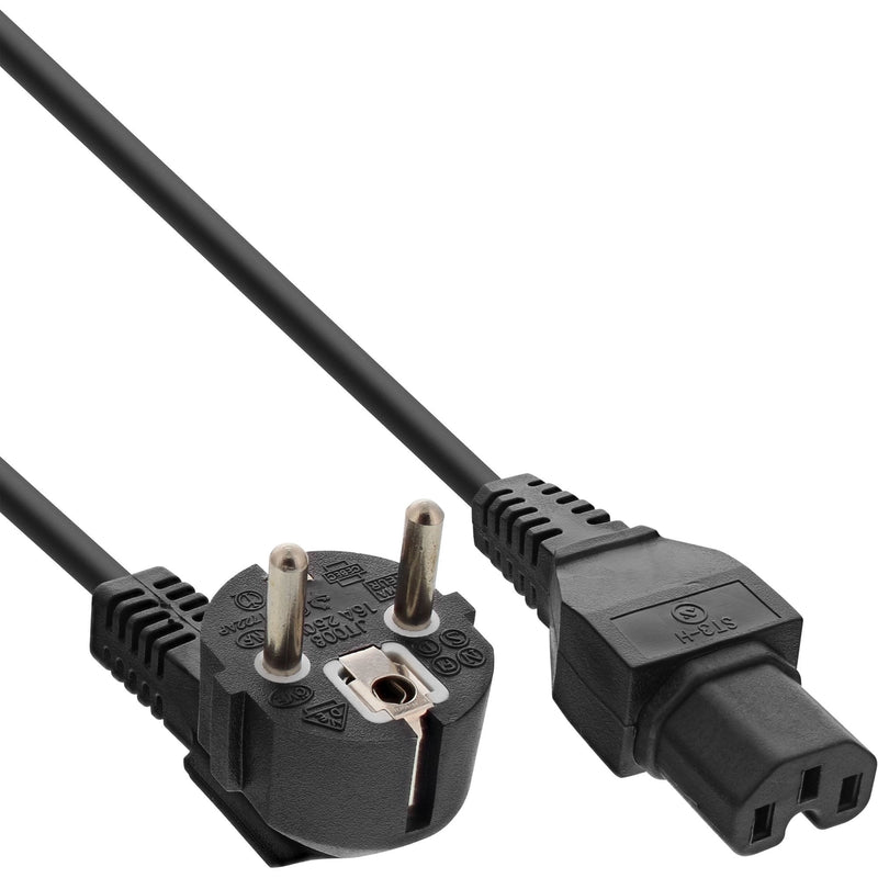 Inline Cable Power CEE7/7 Ángulo a C15 Recto Black 1M