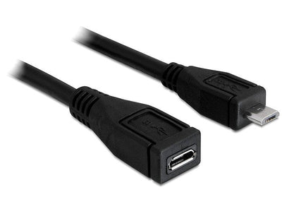 Delock USB Cable 2.0 Micro-b Male USB 2.0 Micro-b Female 1M Black — image 1