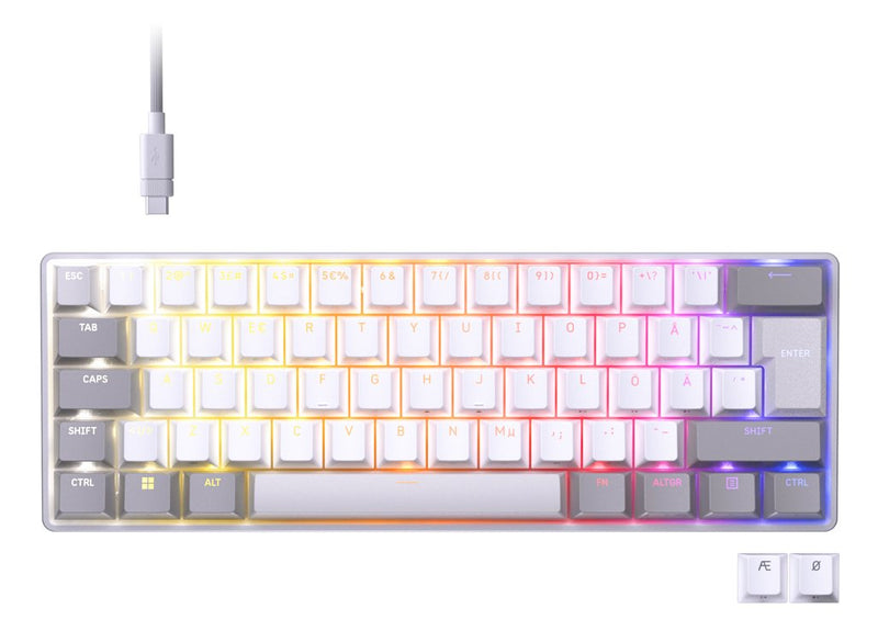 Corsair Clipper Pro Mini 60 Hall Effect Gaming Keyboard, Backlit RGB Led, Corsair Mgx Core, White Pbt Ds Keyca