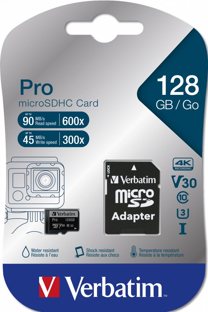 Verbatim Microsdxc Pro 128GB Class 10 Uhs-i Incl Adaptador