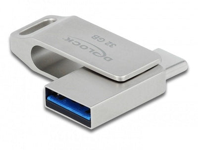 Delock 54074 Unit Flash USB 32GB USB Type-a / USB Type-c 3.2 Gen 1 (3.1 Gen 1) Silver — image 1