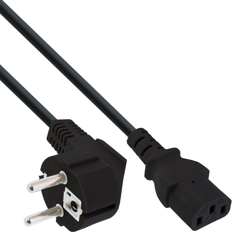 Inline 25PCS. Bulk-pack ® Power Cable CEE7/7 Angled / 3PIN IEC C13 3M