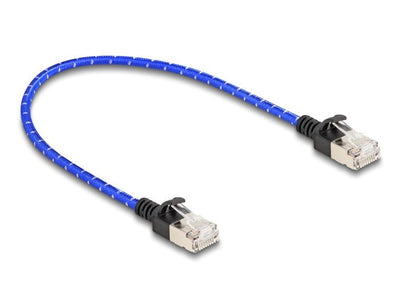 Delock 80375 RJ45 Network Cable Trenzado CAT.6A U/FTP Slim 0,3M Blue — image 1