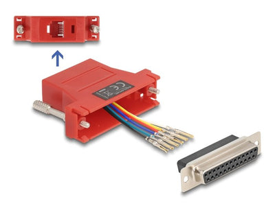 Delock D-sub 25 Pin Connector Female a RJ12 Connector Female Kit Assembly Red — image 1