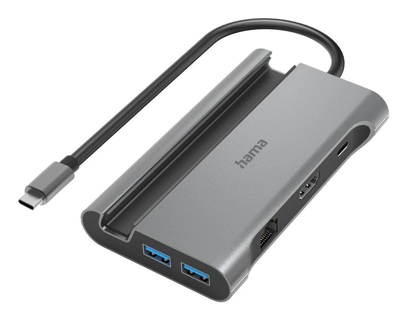 Hama Essential Hub USB 3.2 - Power Maxima 100W - USB Cable -c Integrado 15CM - LAN Ethernet 1Gbps - HDMI 4K -