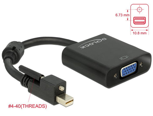 Delock Adapter Mini DisplayPort 1.2 Male With Screw - VGA Female Black — image 1