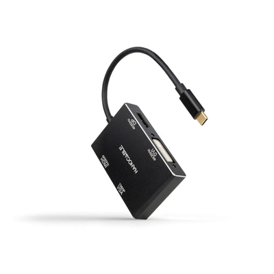 Nanocable Converter USB-C/M a HDMI/H + DVI/H + DP/H + VGA/H - 10CM - Black — image 1