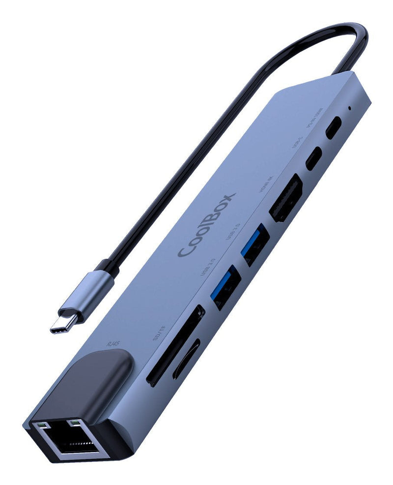 Coolbox Mini Dock C81 USB-C (2XUSB3.0/HDMI 4K/USB-C Pd/USB-C/1SD-microSD/RJ45)