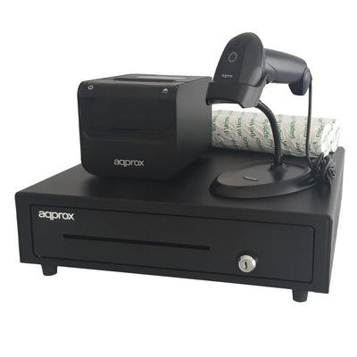 Approx Kit Tpv Cash Drawer APPCASH01 Black + Reader/Scanner APPLS02AS + Printer Thermal APPPOS80AMUSE + Pack R — image 1