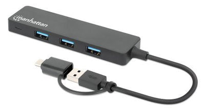 Manhattan 180863 Hub Interfaz USB 3.2 Gen 1 (3.1 Gen 1) Type-a + Type-c 5000 Mbit/S Black — image 1