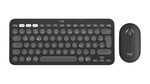 Logitech Keyboard German + Mouse Pebble 2 Combo RF Wireless + Bluetooth Qwertz Graphite — image 1