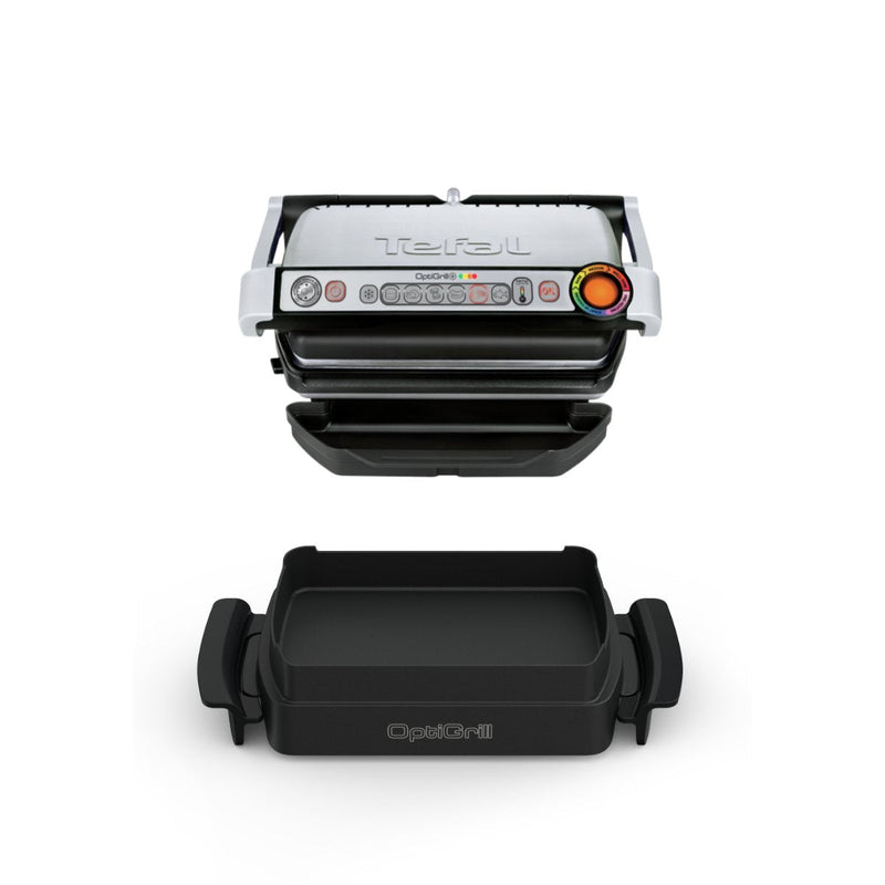Tefal Optigrill + Snacking & Baking GC714D, Parrilla Contact Plata/Negro 2000 Watts GC714D