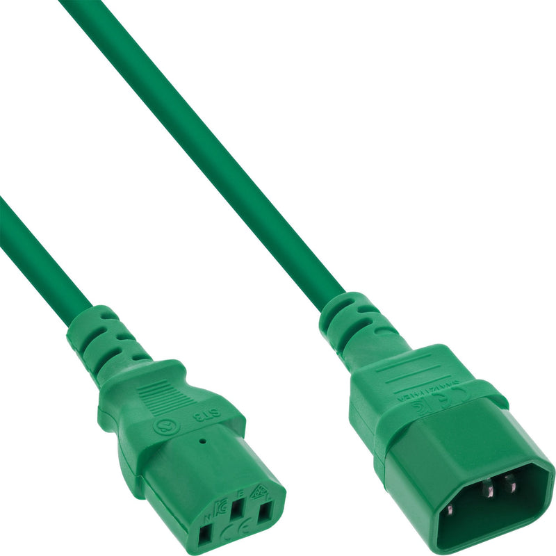 Inline Prolongación Cable Power , C13 a C14, Green 0,3M