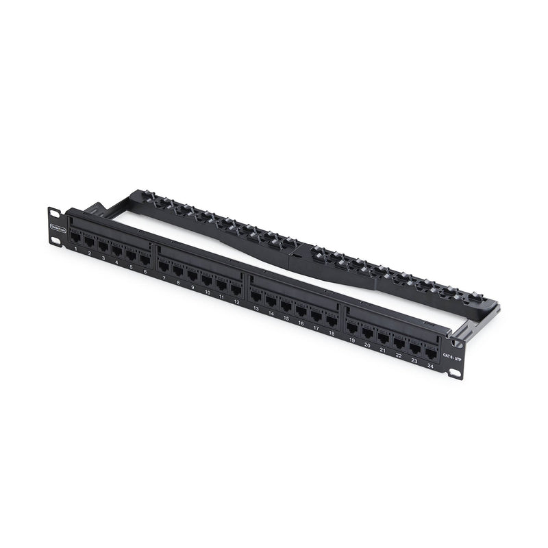 24 Port 1U Feed Through Patch Panel With Cable Management C6PANELUTP241UFT