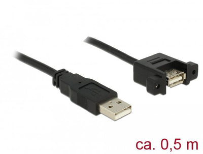 Delock 85461 USB Cable 2.0 Tipo-a Male USB 2.0 Tipo-a Female Installation Panel And 0,5M — image 1