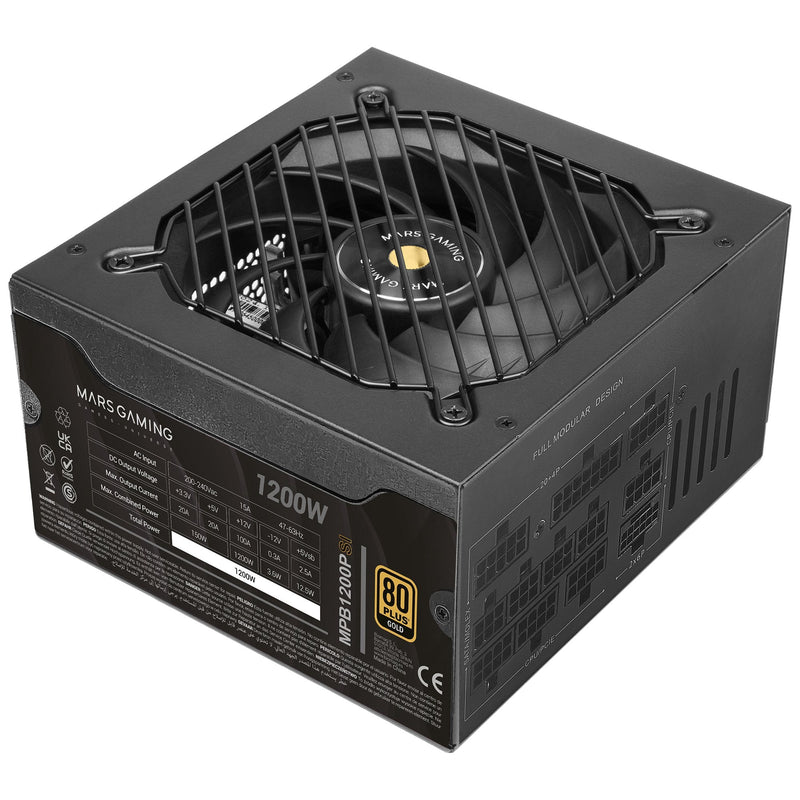 Mars Gaming Power Supply Modular 1200W MPB1200PSI ATX 3.1 80 Plus Gold Pfc Activo Black