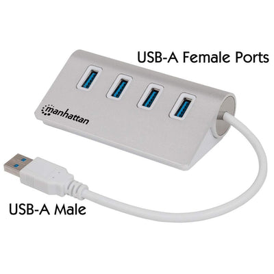 Manhattan Hub USB 3.0 Superspeed 4 Ports USB 3.0 Tipo-a 3.0, Chasis Aluminium Alimentado Bus — image 1