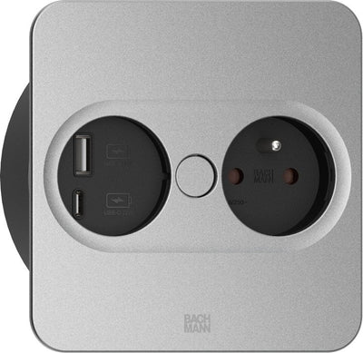 Bachmann Twist 2 Square Silver - 1XCEE7/3 1x USB a/C 22W 2,0M Aeh RAL9010 30GE — image 1