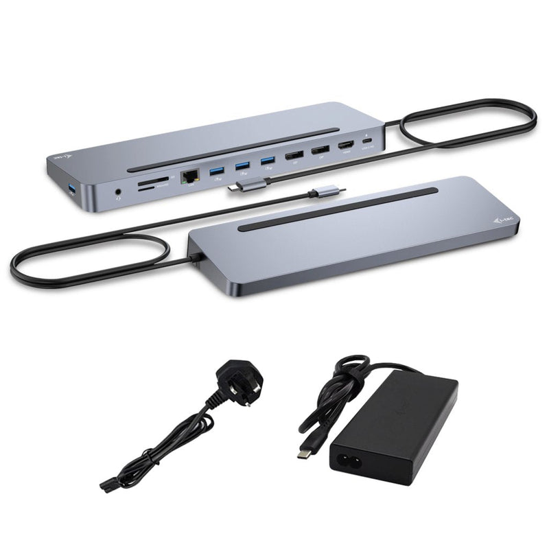 I-tec USB-C Metal Ergonomic 4K 3X Display 2X DP 1x HDMI LAN Audio Power Delivery 100W + I-tec Universal Charge