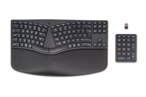 HP 960 Ergonomic Wireless Keyboard Home RF Wireless + Bluetooth QWERTY English Black — image 1