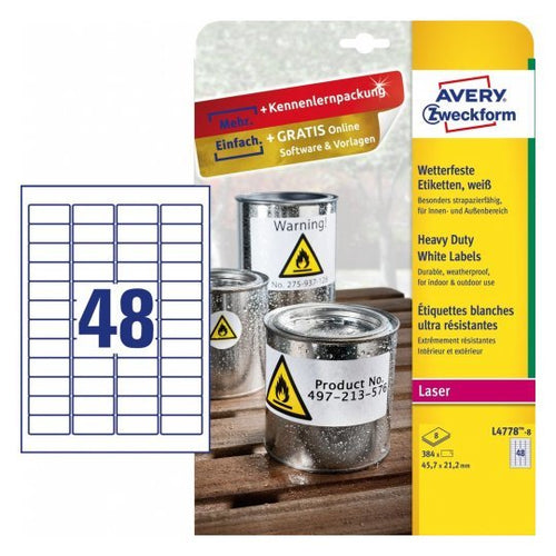 Avery Zweckform Resistant a Intemperie Folienetiketten 45,7 X 21,2MM — image 1