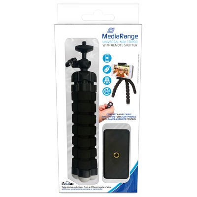 Mediarange Mini Tripod With Frame Flexible, Shutter Release Remoto, Black